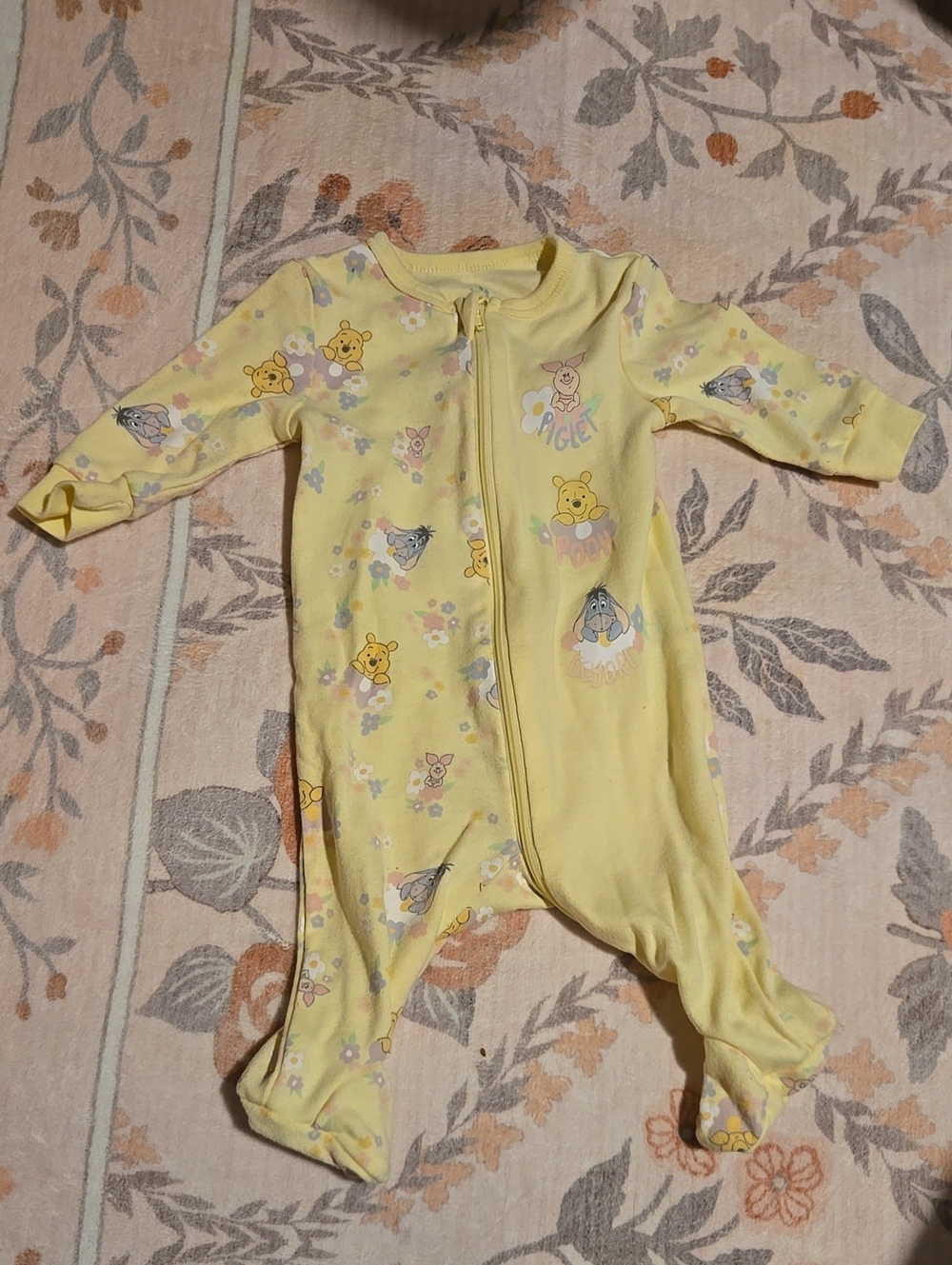 Disney Baby Yellow Winnie the Pooh Zip Footed Sleeper